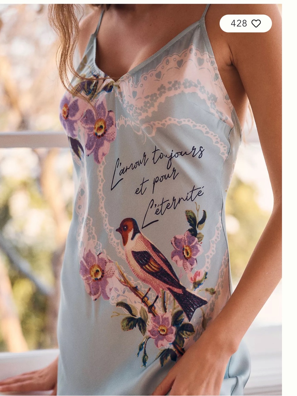 ANTHROPOLOGIE LyreBird Love Birds V-Neck Lace Maxi Nightie L